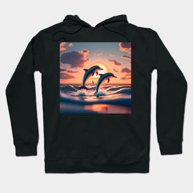 Sunset Dolphins Hoodie by Shiwwa